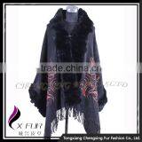 CX-B-P-48B 2016 Ladies Latest Rex Rabbit Fur Trim Shawls and Scarves Pashmina thumbnail-6