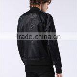 MGOO New Arrival Black Bomber Jackets For Men Long Sleeves Embroidery Tops Zip Up Winter Coat thumbnail-3
