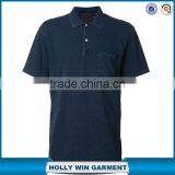 Indigo Blue Mens Cotton Short Sleeve Polo Shirt Fabric With Pocket Wholesale China thumbnail-1