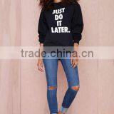 Wholesale Garments Boyfriend Terry Without Hood O-neck Comfortable Printed Plain Dyed for Women Sweatshirt Made in China thumbnail-5
