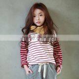 S17603A Autumn Girls Striped T-shirt Children's Long Sleeve Tshirt thumbnail-1