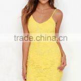 Hot Seller Sleeveless Midi Dress Sexy Yellow Midi Lace Dresses thumbnail-2