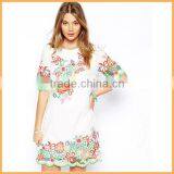 Ladies Short Sleeve Hollow Out Crochet Dress Wholesale Tunic Embroidered Yarn Dress DH0712 thumbnail-1