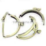 Metal Frame Kiss Clasp Arch For Purse Bag Antique Bronze Heart Pattern 9x5.8cm(Open:11x9cm),3Pc,Hottest thumbnail-1