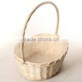 Hot Sale Universal Large White Wicker Handmade Round Hamper With Handle Flowers Fruits Bread Picnic Gift Storage Basket thumbnail-3