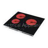 Black Crystal Glass Electric Ceramic Cooker With Over Voltage Protection , Three Burner thumbnail-1
