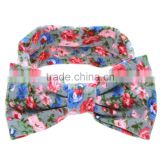 Wholesale Top Quality Kids Cotton Hair Band With A Big Bow Headband Full Printing With Flower