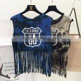 Custom Ladies Sleeveless Sports Wear Sexy Tank Tops Clubwear For Women Tassels For Garments thumbnail-5