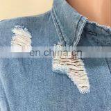 2020 Hot Sale Wholesale Ripped Women Girls Lady Denim Jeans Dress thumbnail-5