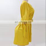 LAITE D2150 Autumn Women Causal Dresses Ladies Solid Color Short Sleeve Casual Dress With Belt thumbnail-6