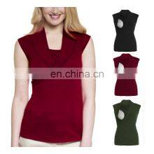 Cross Border 2020 Summer New Women's Hoodies T-Shirt European And American Mother Baby Nursing Round Neck Sleeveless Large Blank thumbnail-4