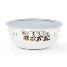 China Oem Big Sized Two Tones Plain Stock Enamel Salad Bowl With Black Fim thumbnail-4