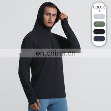 Hot Selling Men's Casual Jogging Sports Hoodie Thumb Hole Quick Dry Long Sleeve Workout Fitness Pullover Gym Shirt Clothes thumbnail-4