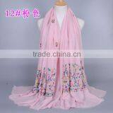 New Design Cotton Colorful Flower Embroidery Fashion Women Hijab thumbnail-4