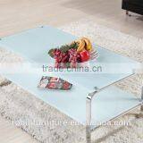 Living Room RB-1402 Modern White Stoving Varnish Rectangular Tempered Glass Coffee Table With Stainless Steel Tea Table thumbnail-3