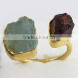 Amazing Rough Aquamarine Garnet Ring, Handmade Silver Jewellery, Online SIlver Jewellery thumbnail-6