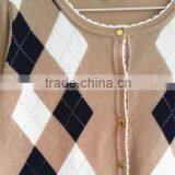 Casual Knitting Wear Wholesale Geometric Argyle Long Sleeve Women Cardigan thumbnail-3