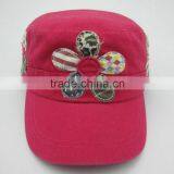 Ladies Applique Floral Military Cap thumbnail-2