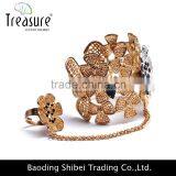 Luxury Fashion Jewellry Golden Alloy Flower Rings and Bangle Fashion Jewelry for Wedding and Party Indian Jewelry thumbnail-4
