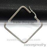 Different Size Silver Color Square Shape Stainless Steel Earring 2016