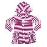2016 Kaiyo Oem Service Long Sleeve Cotton Stripe Ruffle Top Ruffle Coat With Hat Baby Girls Top Design Children Clothing 2016 thumbnail-2