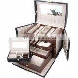 Cosmetic Box Makeup Kit With Mirror and 3-layered Drawers for Makeup Storage Box thumbnail-3