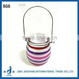 Hanging color glass candle holder