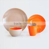 16pcs ceramic dinnerware set with two tone solid color