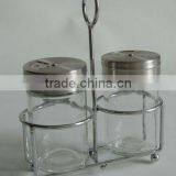 Cylinder Glass Spice Container Set With Frame thumbnail-1
