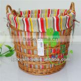 colored round large willow laundry basket 3 pcs with beautiful lining&handles