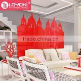 New Design Castle Shape Room Divider Mdf Wood With Carving Flower 3 Panel ROOM DIVIDER thumbnail-4