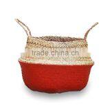 Colorful Dipped Bottom Seagrass Baskets/ Foldable Seagrass Laundry Basket thumbnail-6