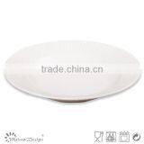 8.5inch White Emboss Ceramic Soup Plate