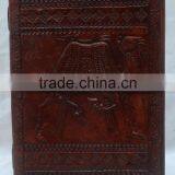 Handmade Vintage Strip Closer Camel Embossed Leather Diary thumbnail-1