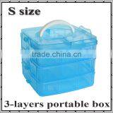 3-layer Clear Portable Tool Toys Organizer Cosmetic Adjustable Plastic Box Storage thumbnail-1