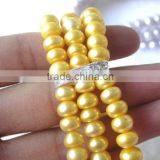 6-7mm Button Shape Yellow Freshwater Pearl Love Bracelet thumbnail-2