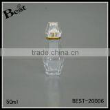 China Promotion Empty Fragrance Perfume Glass Bottle 50ml With Gold Metal Spray Plastic Cap Cosmetic Packaging