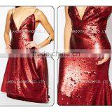 Wine Red One Piece Girls Party Dresses Pictures of Latest Gown Sexy Deep v Floor Touching Evening Dress thumbnail-6