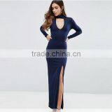 2017 Women Long Sleeve High Neck Maxi Dress With Choker Detail HSd9035 thumbnail-1
