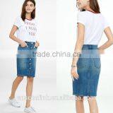 High Waisted Button Front Cheap Denim Skirts for Women thumbnail-3