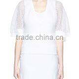 Korea Style Fashion Design Lady Custom Bell Sleeve Mesh Knit Sweater thumbnail-1