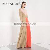Retail Online Shopping Latest Dress Designs Photos Women Contrast Maxi Evening Dress Long Sleeve thumbnail-3