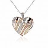 Designer Three Tone Plated Heart Pendant thumbnail-1
