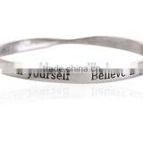 Fully Stocked Metal Equilibrium Bangle Antique Silver Twist Bracelet Bangle Custom Engraved Wedding Bracelet thumbnail-4
