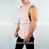 Pale Mauve 95% Cotton 5% Spandex Lifestyle Cut Off Shirt Longline Curved Hem Tank Top OEM Muscle Fit T Shirt thumbnail-1
