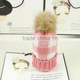 High Quality Winter Warm Hot Fashion Lady Thicken Beanies Knit Winter Hat Cap With Faux Fur Ball thumbnail-5