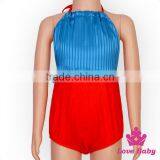Lake Little Girl Clothing Plain Blue And Red Halter Infant Newborn Pom Blank Bodysuit Baby Romper thumbnail-2