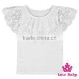 Fashion Children Summer Clothes Plain White Flutter Sleeve Cape Design Baby Girl Lace Puffy Tops thumbnail-5