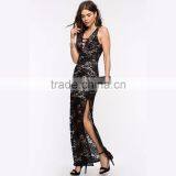 New Arrival Deep V Neck Maxi Long Dress Split Lace Sexy Dresses Women's Evening Dress for OEM 2016 thumbnail-6