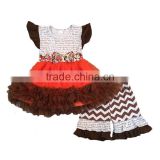 wholesale clothing cheap kids clothes 2017 brown color lace outfits high quality clothing